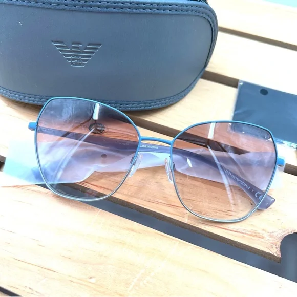 Emporio Armani Sunglasses Matte Light Blue & Sliver Gradient 